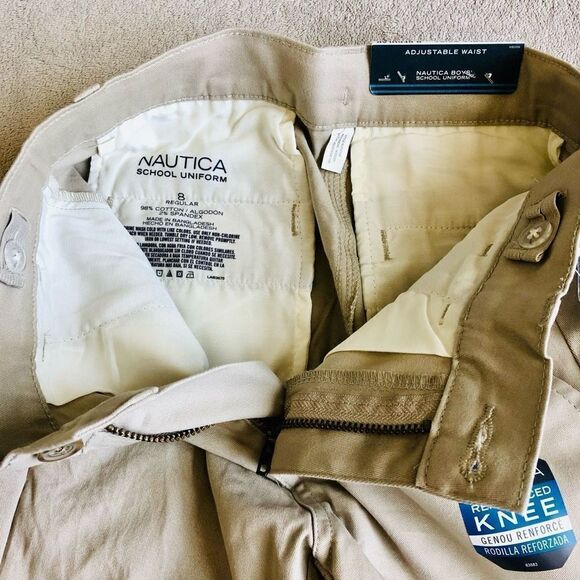 Nautica Boys’ School Uniform Flat Front Khakis - Picture 3 of 4